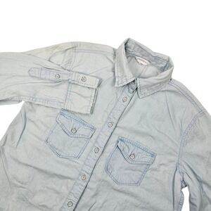 Aeropostale Women's XS Chambray Shirt Long Sleeve Button Down Blue Casual
